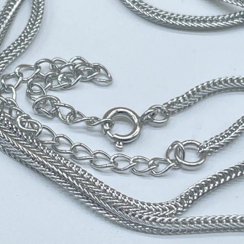 Emma Skye Pave Crystal Necklace Silver Tone Gold Tone Accent Wheat Link Chain 16 - Picture 13 of 13